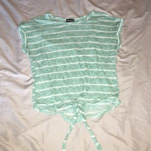 Green and white striped shirt